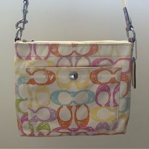 Coach Scribble F13334 Multicolor Signature Small Crossbody Bag Purse 90s 2000s